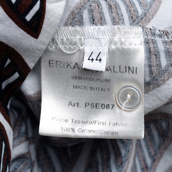 Erika Cavallini White Oxford Ankara Leaves Pattern Belted Shirtdress - Picture 11 of 12